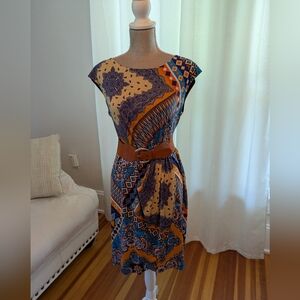 Dress Barn Multicolor Abstract Geometric Print Sleeveless Dress